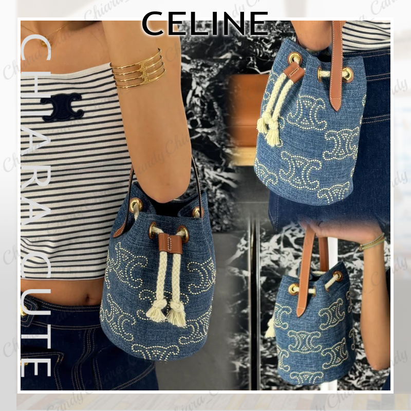【24AW NEW】CELINE / トリオンフスタッズ デニム ハンドバッグ