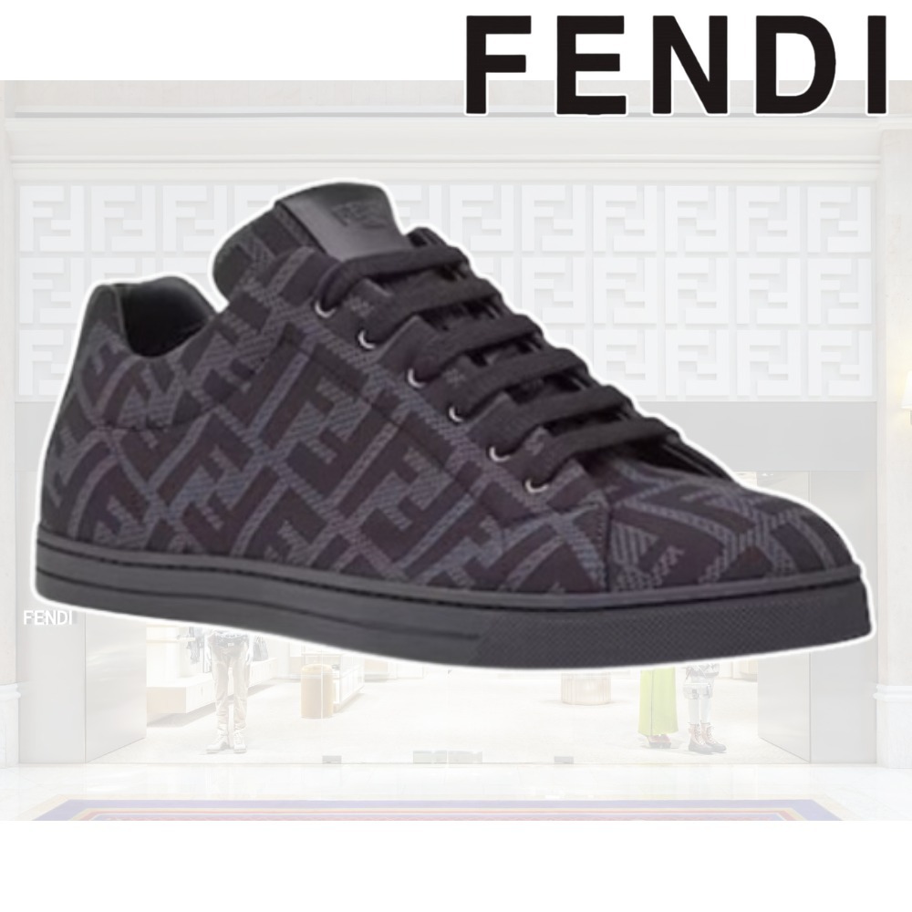OUTLET【FENDI】BLACK☆FFロゴモノグラム ローカット スニーカー