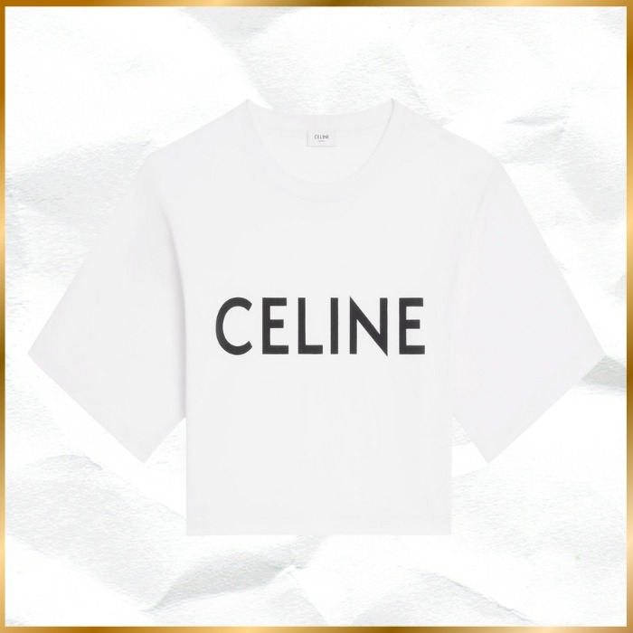 大人気◆関税込◆CELINE◆コットンフリース クロップド Tシャツ