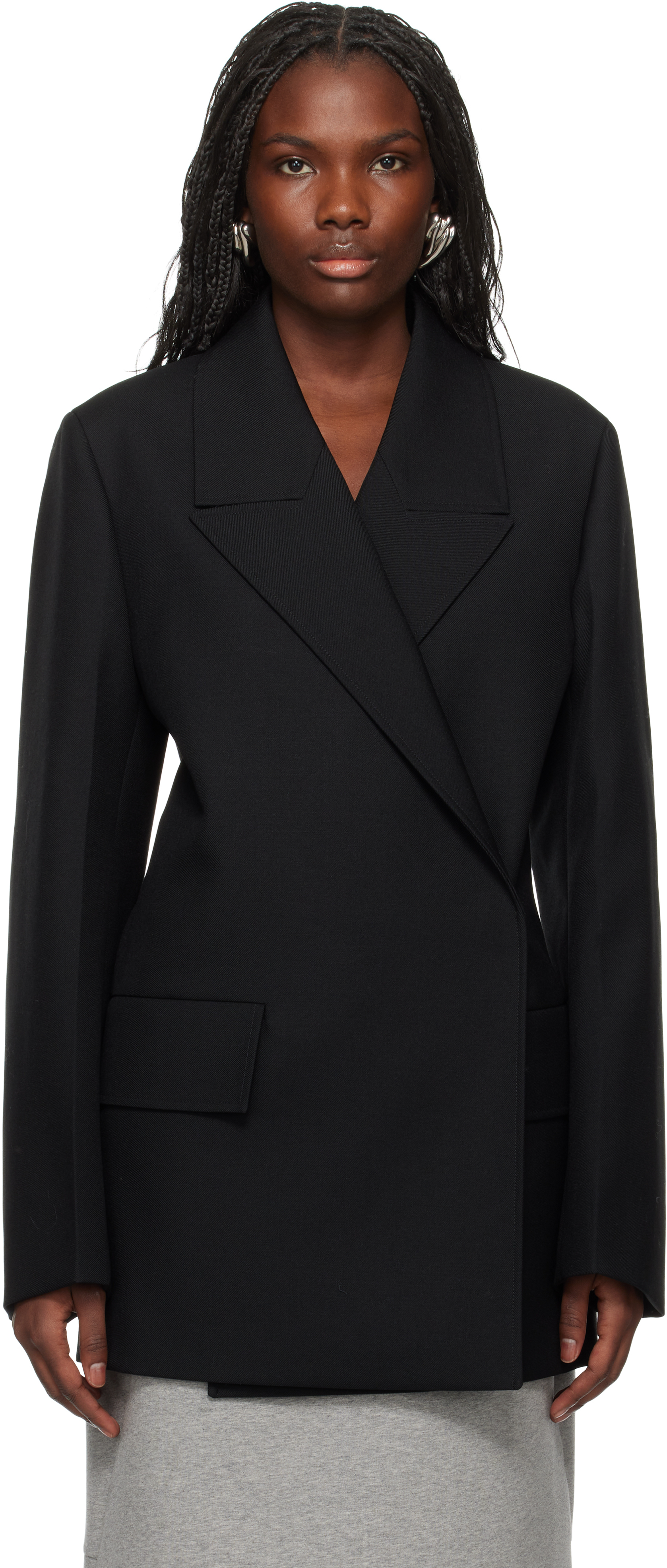 【関税込み】Jil Sander ブラック ウール ダブルジャケット