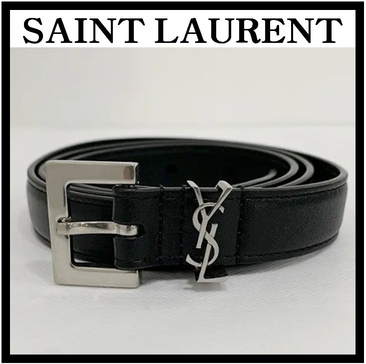 ☆関税込☆SAINT LAURENT★YSLモノグラム カサンドラ ベルト★BK