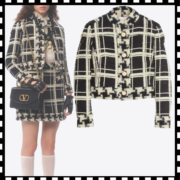 Valentino《マクロチェック ツイード ジャケット》ウール 直営店