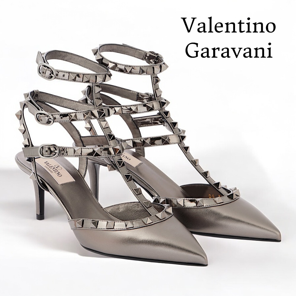 【Valentino Garavani】ロックスタッド 65 レザー パンプス