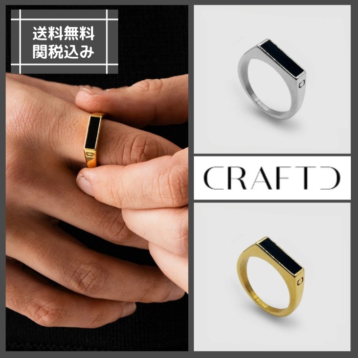 日本未入荷◆CRAFTD London◆Onyx Rectangle Stone Signet Ring