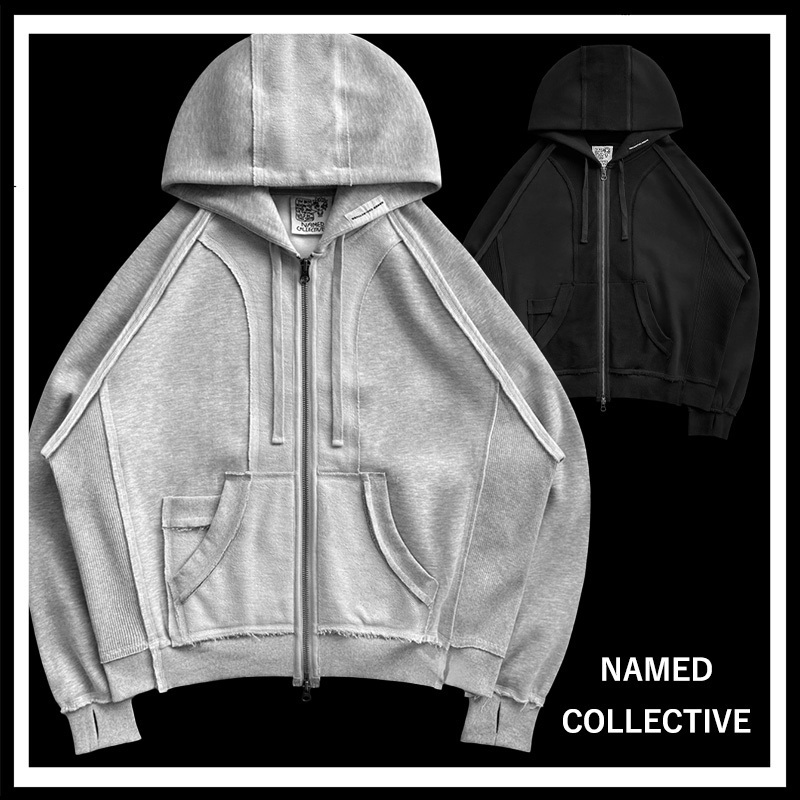 男女兼用【NAMED COLLECTIVE】DECONSTRUCTED ジップ フーディー