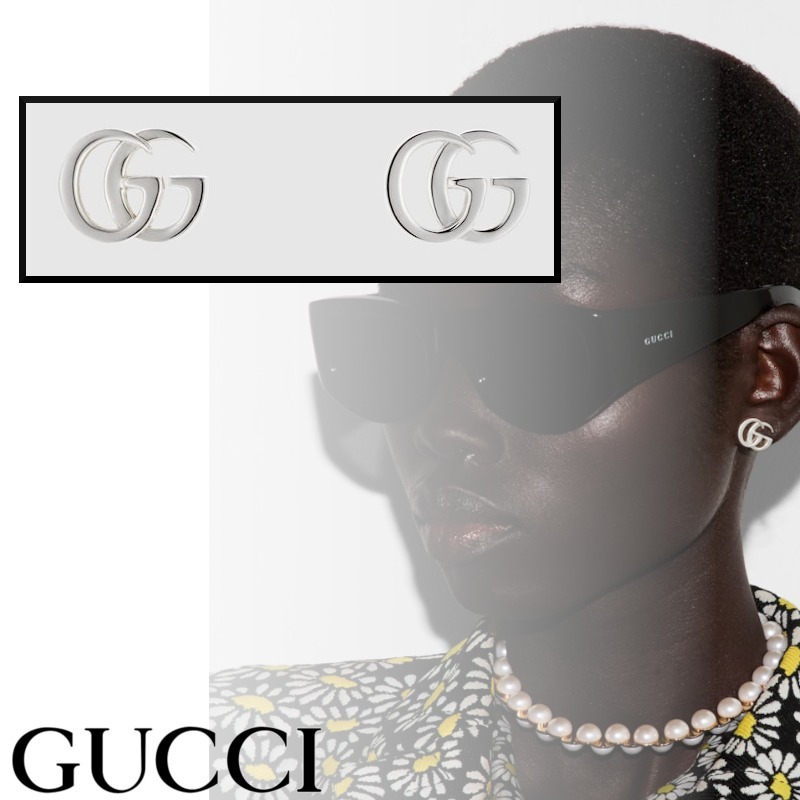 25新作 GUCCI ダブルG スタッズ ピアス ユニセックス シルバー
