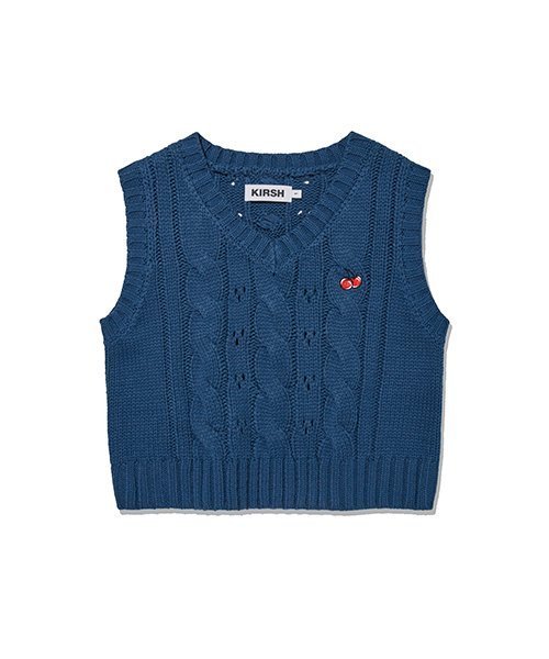 アウターその他 KIRSH Small cherry cable crop knit vest indigo blue KKRFCVT5