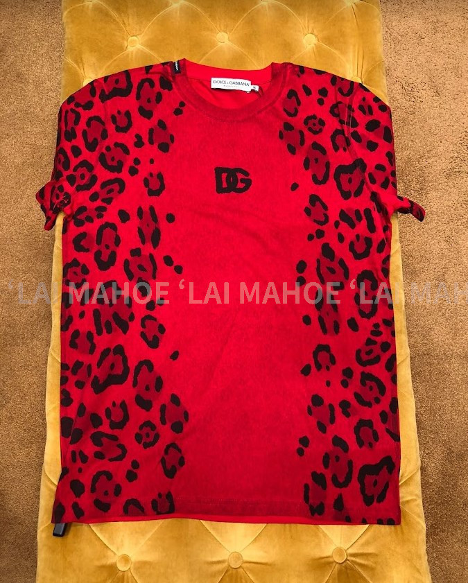 DOLCE & GABBANA メンズ ロゴ レオパード Tシャツ