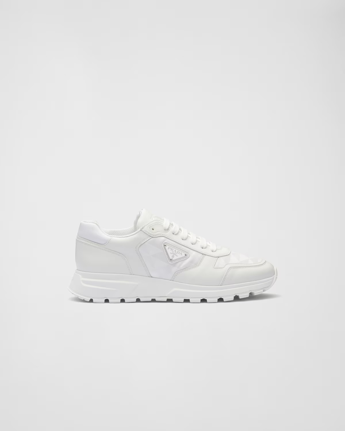 《送料無料》 PRADA Leather and Re-Nylon high-top sneakers