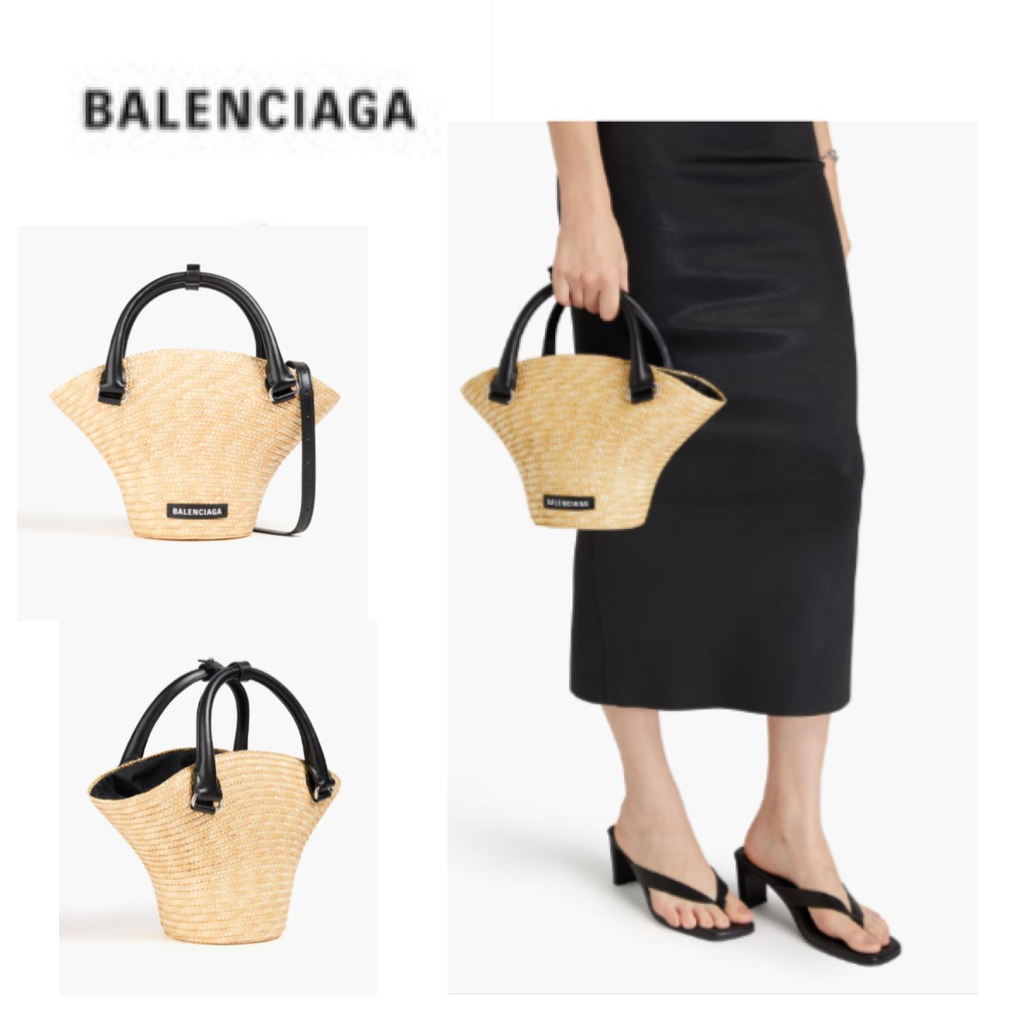 おすすめ☆大人気【BALENCIAGA】 ストロー トートバッグ