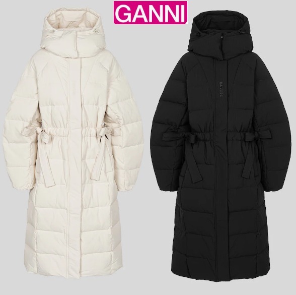両サイドのリボン超愛い●GANNI●ロング丈ダウンコート●２色