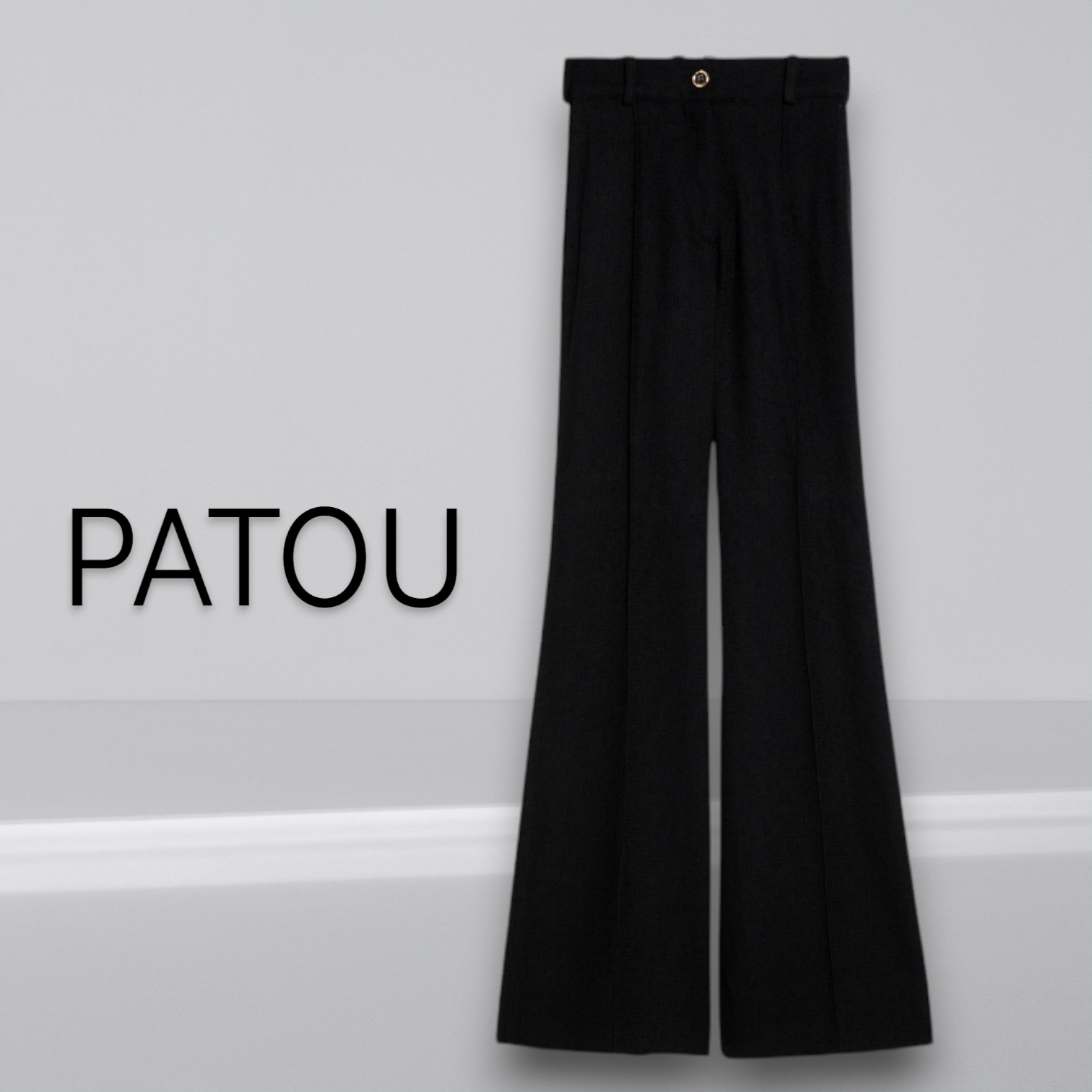 PATOU☆ブラックウール混 ベルボトムパンツ