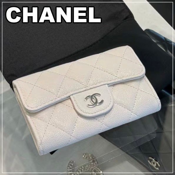 CHANEL 《クラシック♪》フラップカードケース WH×SV