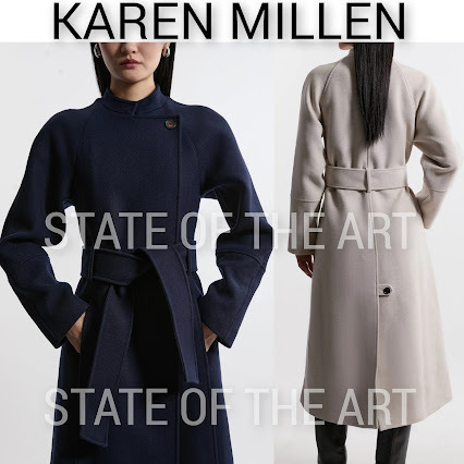【Karen Millen】イタリアンウール カラーレス ベルト コート
