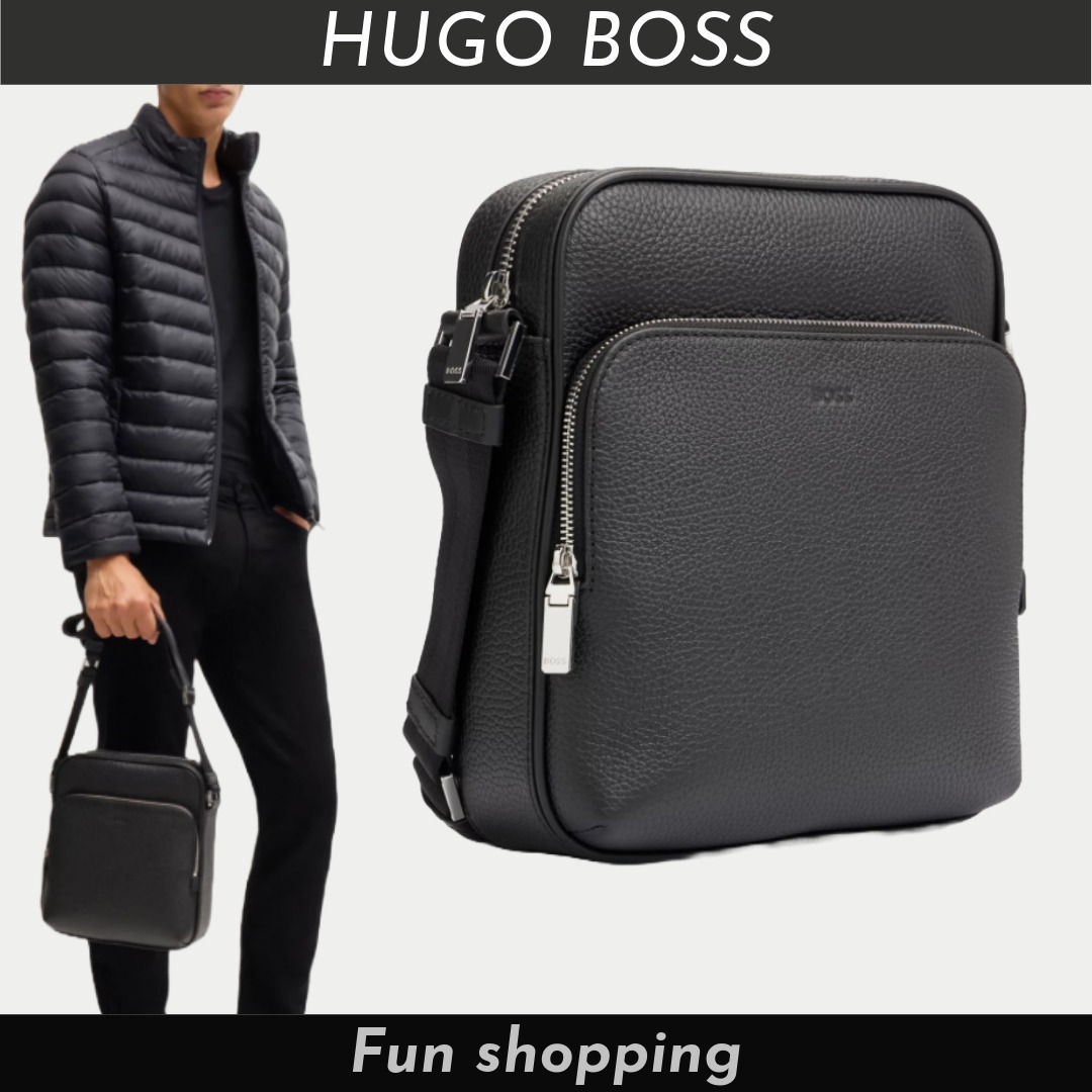 【HUGO BOSS】高級イタリアンレザー ロゴ ショルダーバッグ