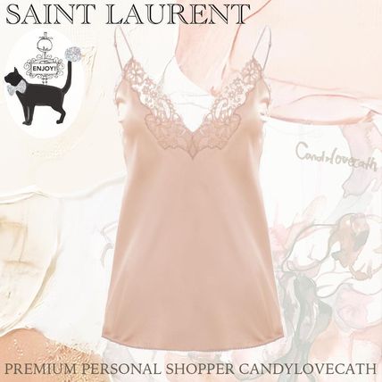 スリップ・インナー・キャミ SAINT LAURENT SATIN AND LACE LINGERIE TOP Saint Laurent | Lace-Trim Silk Lingerie Top – Kirna Zabête