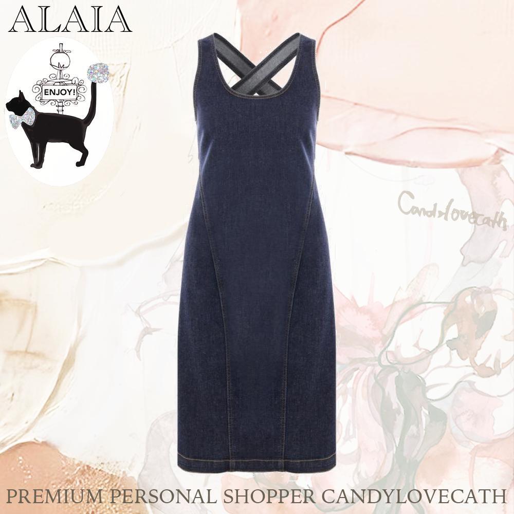 ワンピース ALAIA SCULPT DENIM SLEEVELESS DRESS