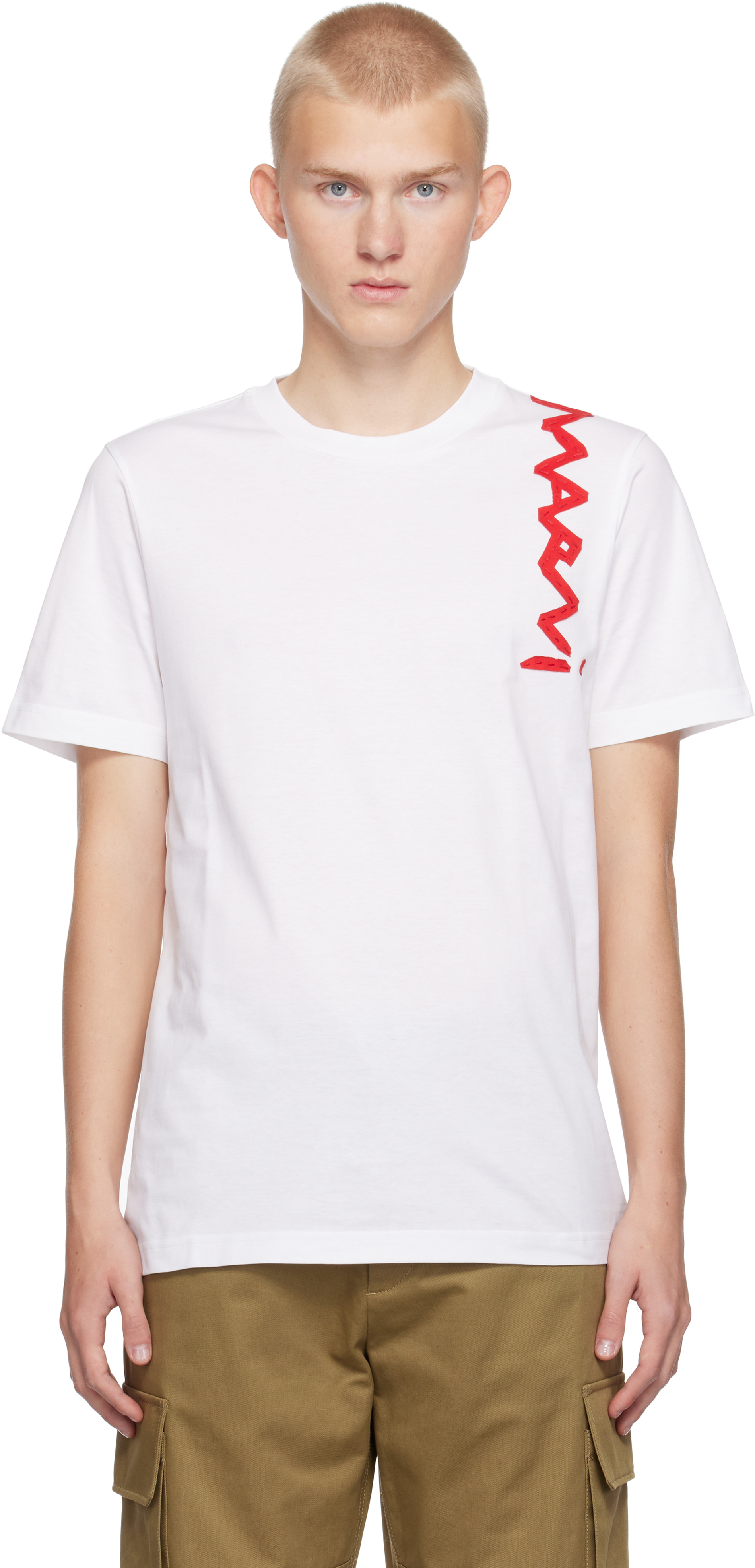【関税込み】Marni ホワイト Mending Logo Tシャツ