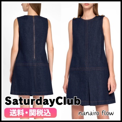 ★SaturdayClub★ スリットヘム ノースリーブ デニムワンピース