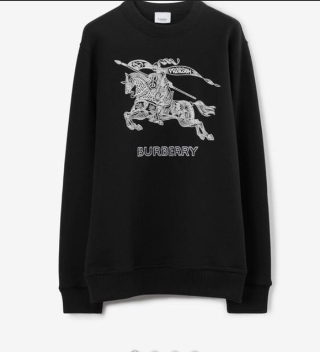 【Burberry】ブラックコットンスウェット トレーナー