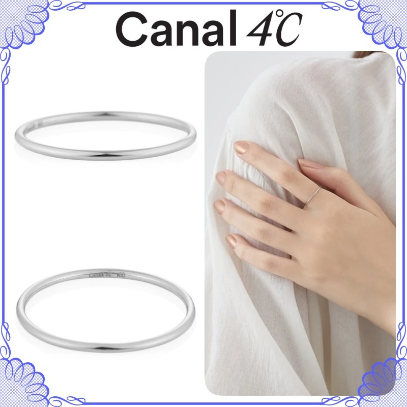 大人気!! Canal 4℃ K10 ホワイトゴールド ストレート リング