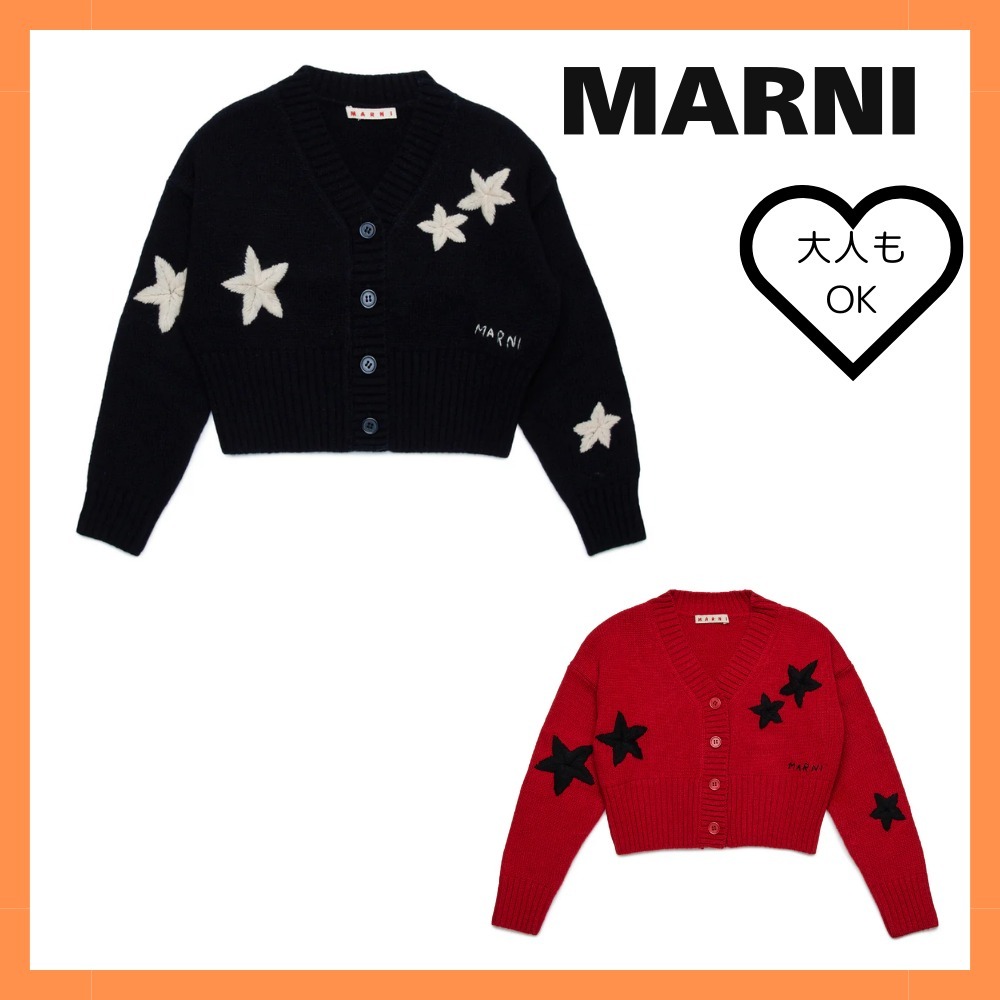 【MARNI】大人もOK★ロゴ刺繍ニットカーディガン 関税送料込