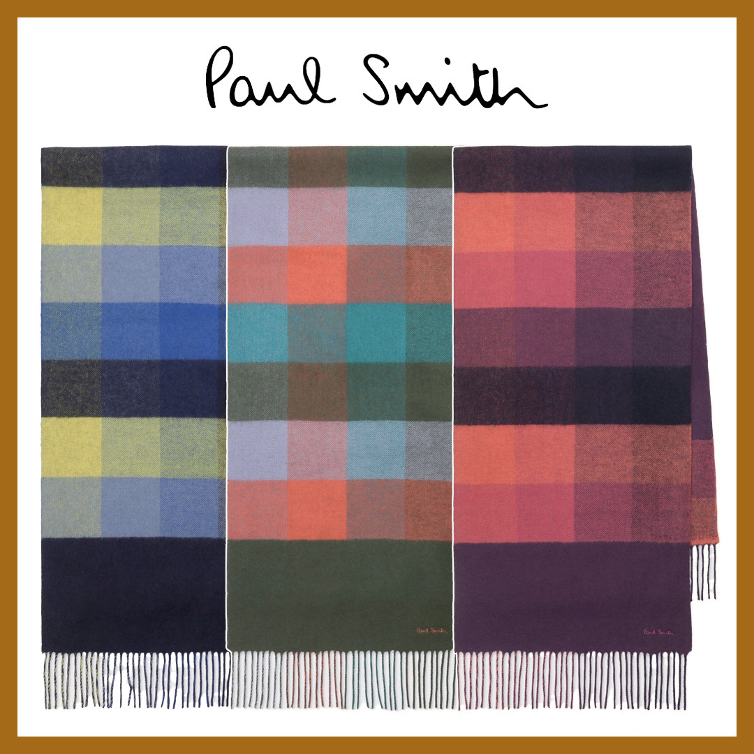 贈り物にも *Paul Smith* ブロックチェックリバーシブルマフラー
