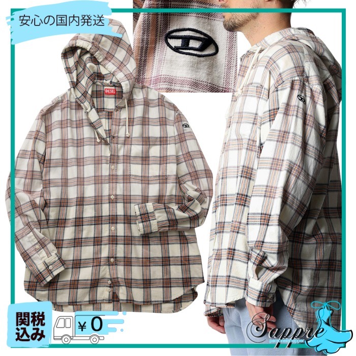 Safari掲載【DIESEL】フード付き チェックシャツ S-Devny