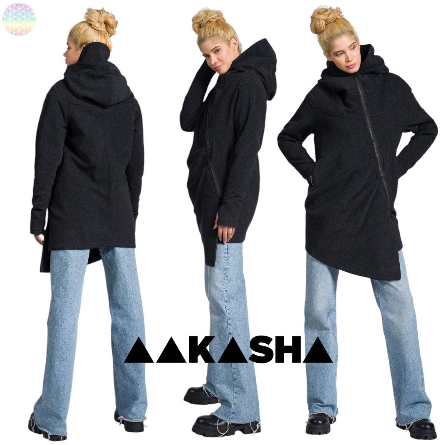 日本未入荷【Aakasha カシミヤ＆ウール アシンメトリーコート】