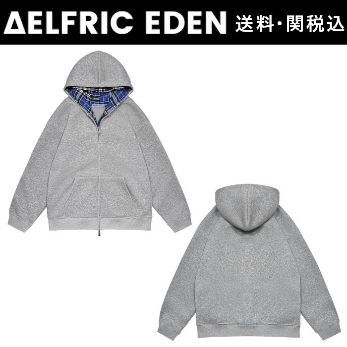 【Aelfric Eden】チェック ダブルレイヤー ジップアップパーカー