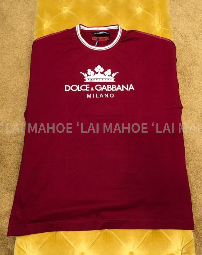 DOLCE & GABBANA メンズ クラウン ダークレッド Tシャツ