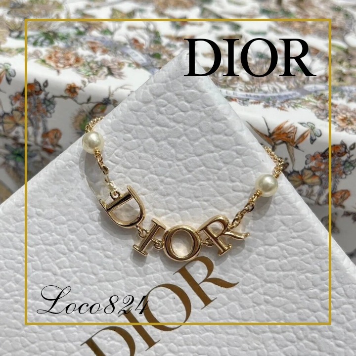【売れ筋】ディオール D.I.O.Rレタリング パール ブレスレット