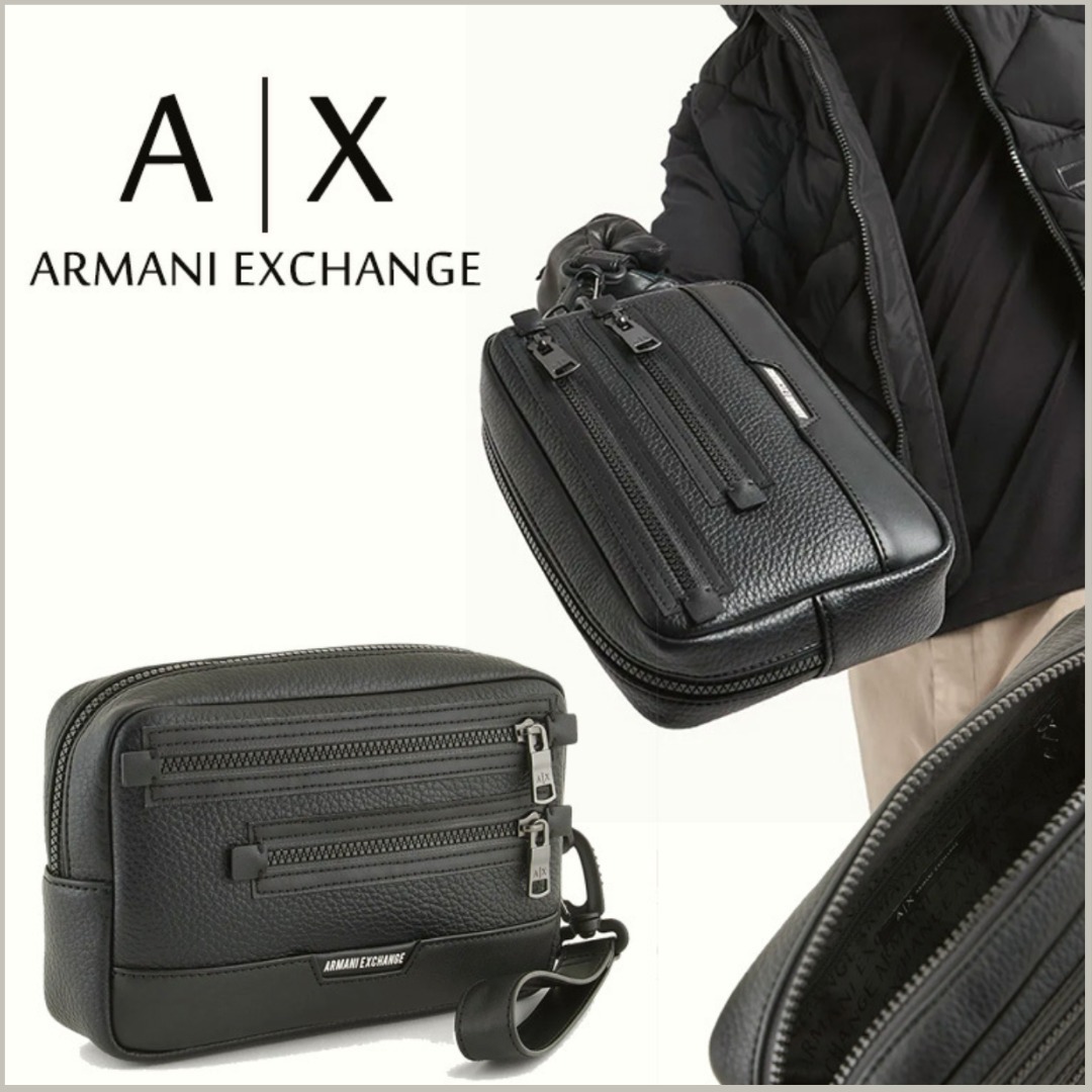 A|X Armani Exchange ロゴ クラッチバッグ ジッパーポケット付