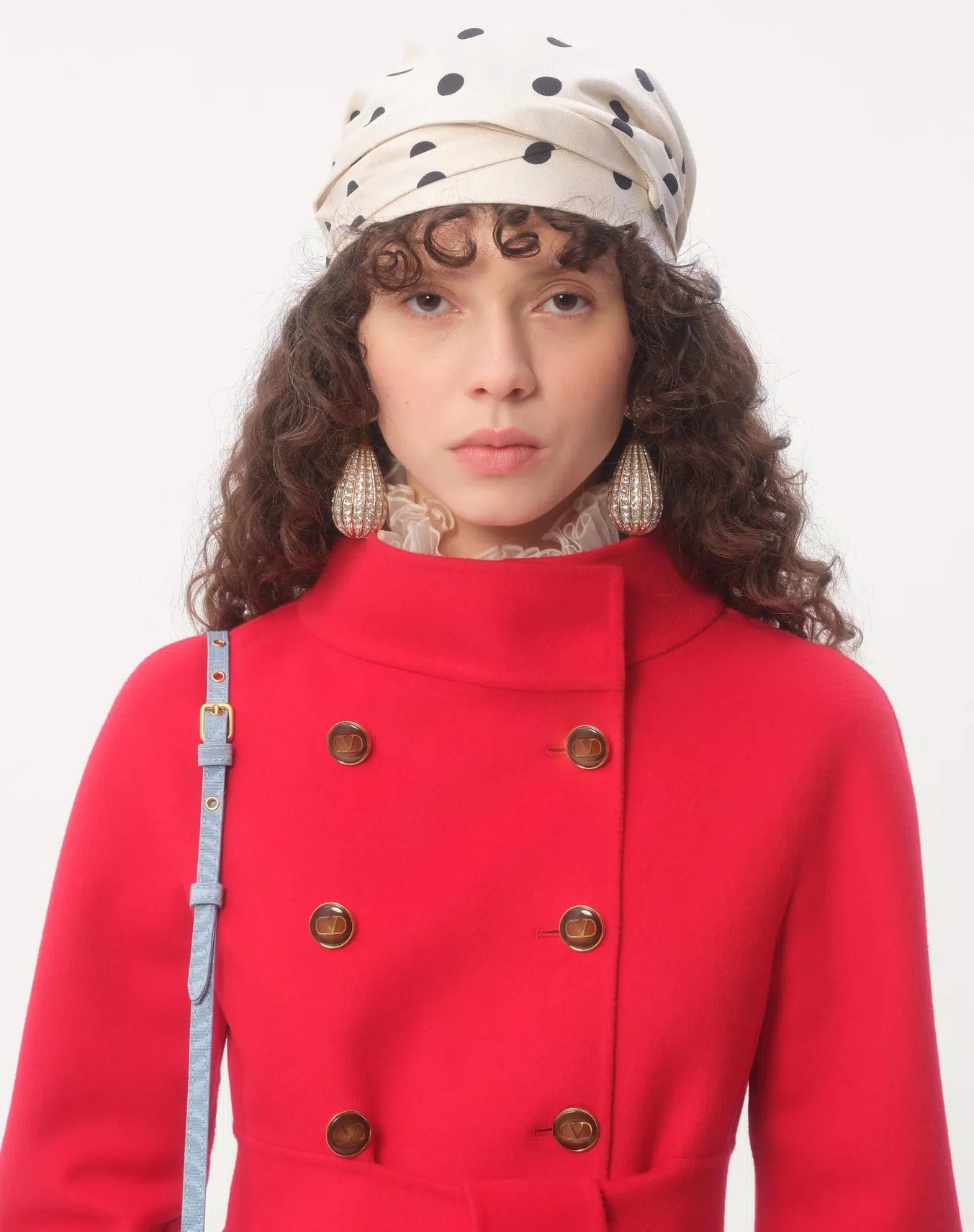 Valentino《コンパクト ドラップコート》レッド ウール 直営店