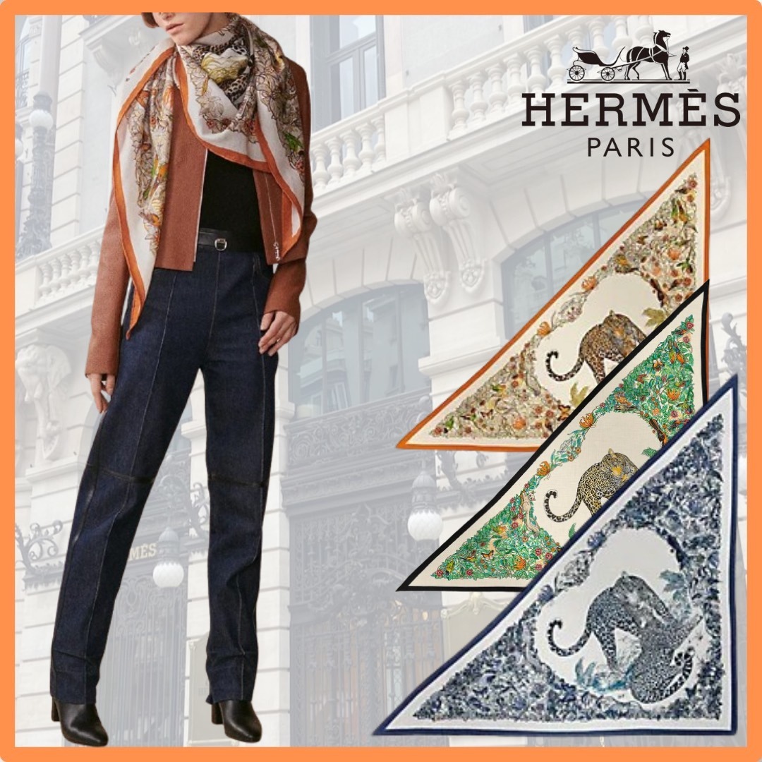 【華やぐ大人のスタイル】 HERMES スカーフ ジャングルラブ