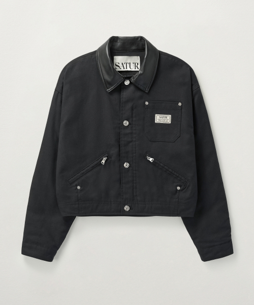 アウターその他 SATUR W Cropped Cotton Work Jacket Black SA243WJK05BK