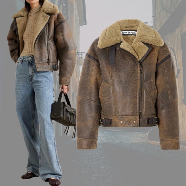 【ACNE STUDIOS】レザー ジャケット ムートントリム