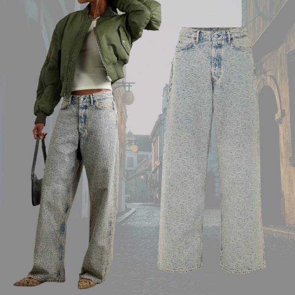 【ACNE STUDIOS】デニムジャカード ローライズ ワイドジーンズ