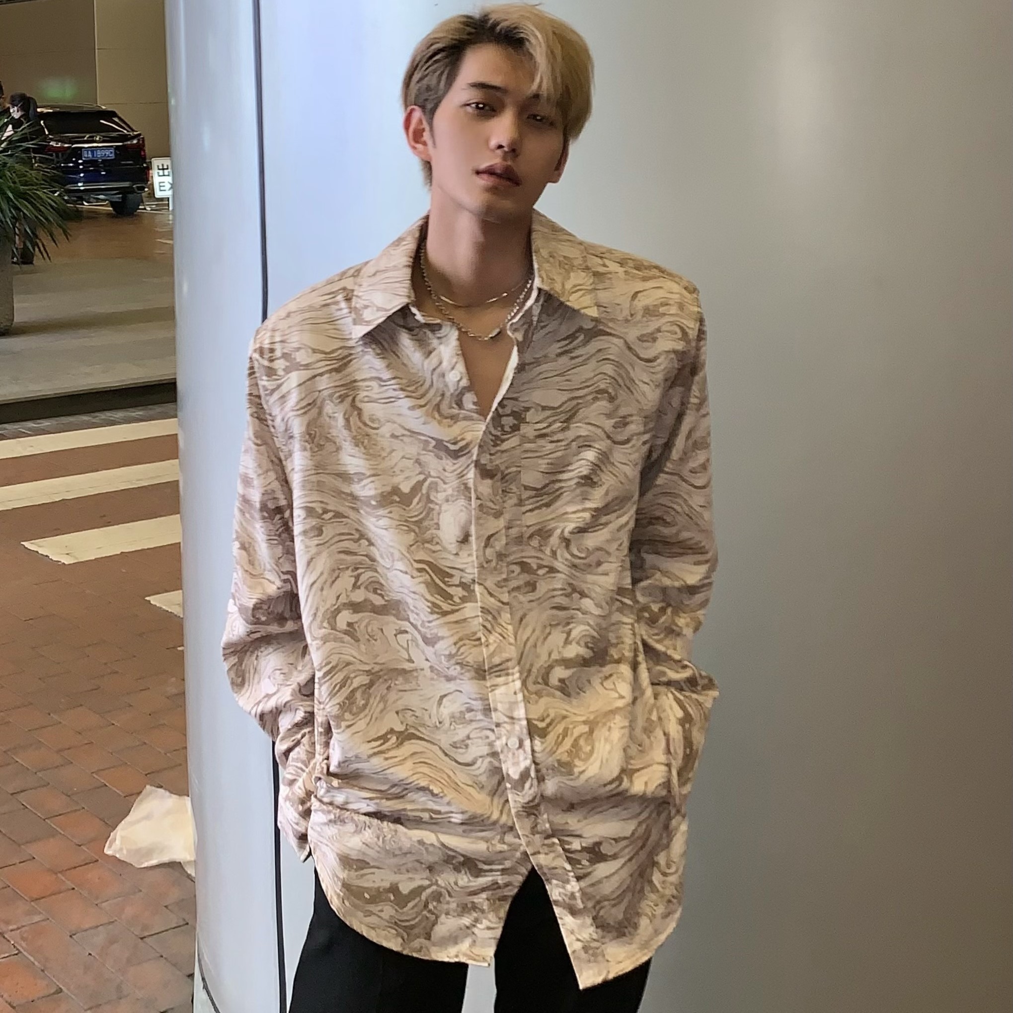 トップス Yシャツ 柄シャツ カモフラージュ カジュアル ラフ