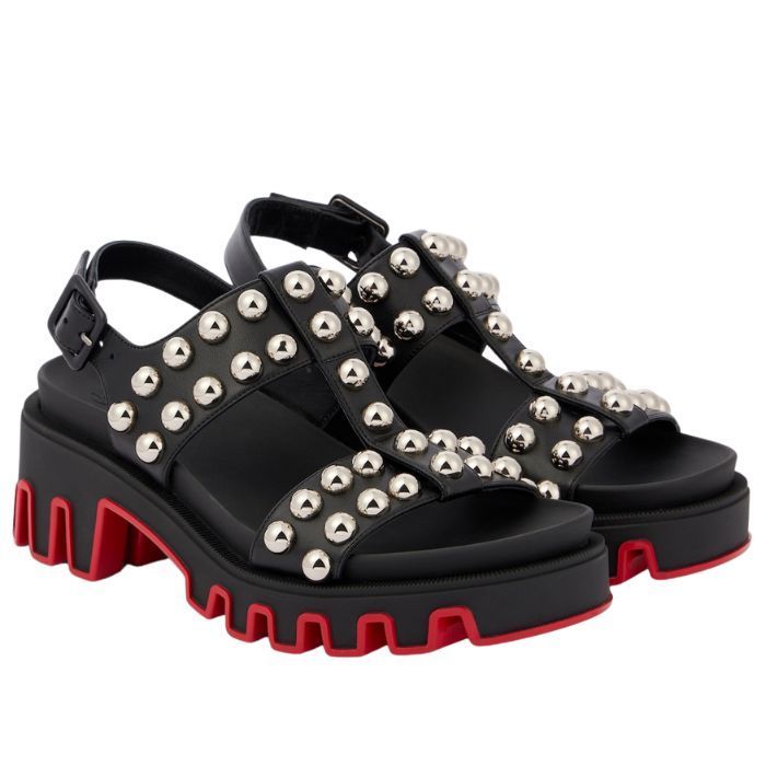 Christian Louboutin☆スタッズ 厚底 レザー サンダル☆関税込
