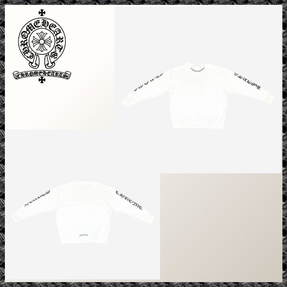 CHROME HEARTS◆ネックロゴ スウェットシャツ ホワイト