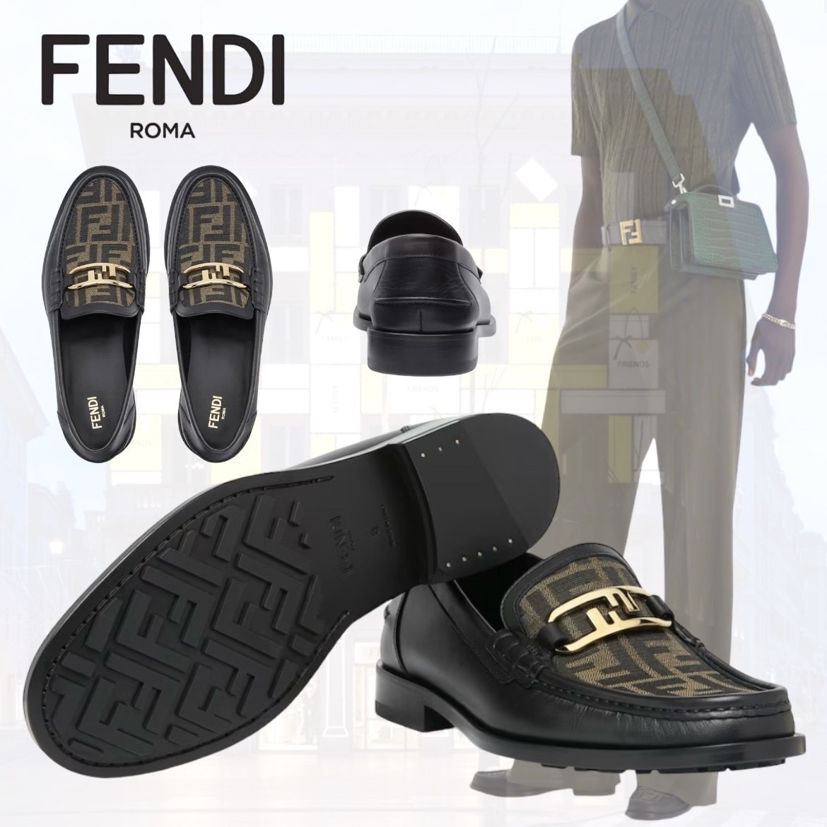 女性に人気 FENDI フェンディ オーロックローファー ブラック