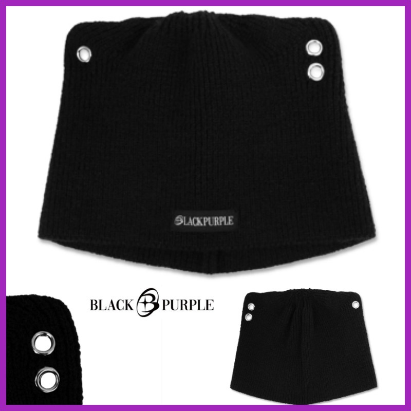 【BLACK PURPLE】Mew Mew Cat Eyelet Beanie