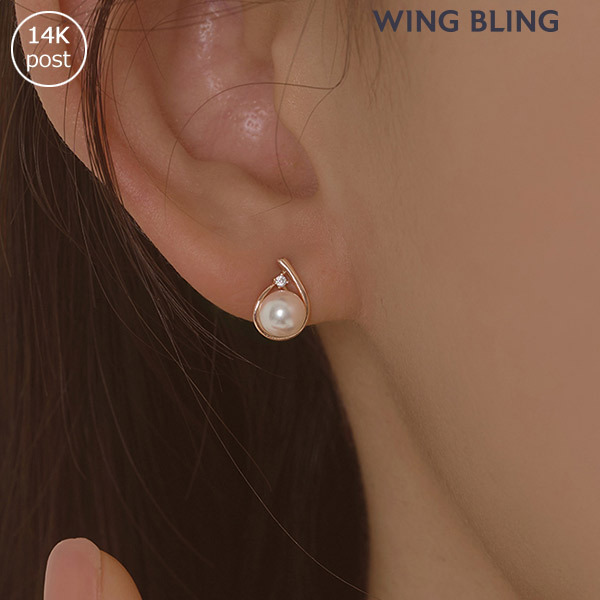 【wing bling】(14K post) VIVI 水玉スワロフスキーパールピアス