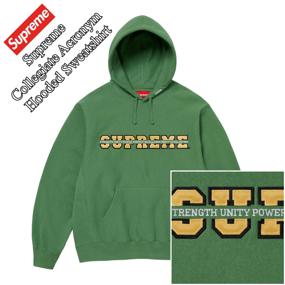 【Supreme】Collegiate Acronym Hooded★Dusty Green★24FW★