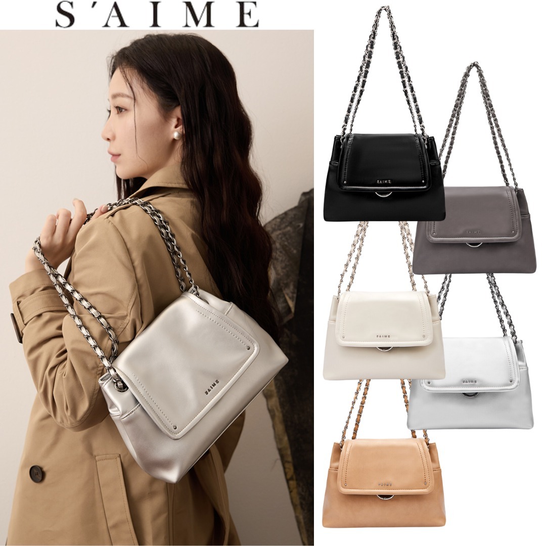 台湾 S’AIME レザー チェーンフリップトップ ホーボーバッグ S