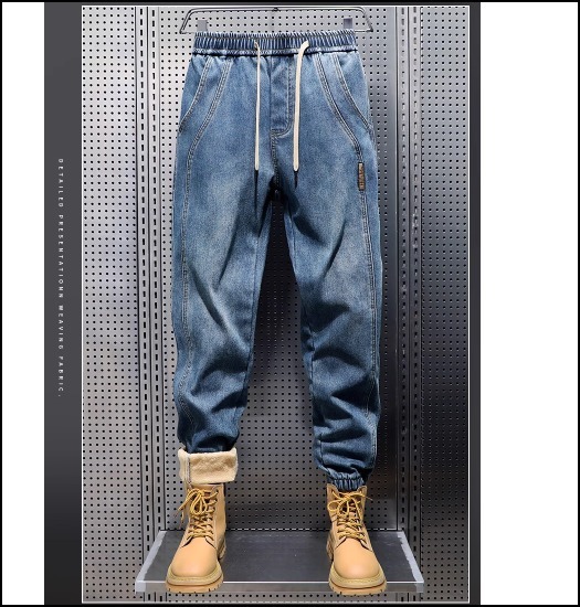 冬裏起毛スリムイージーデニムパンツ2色