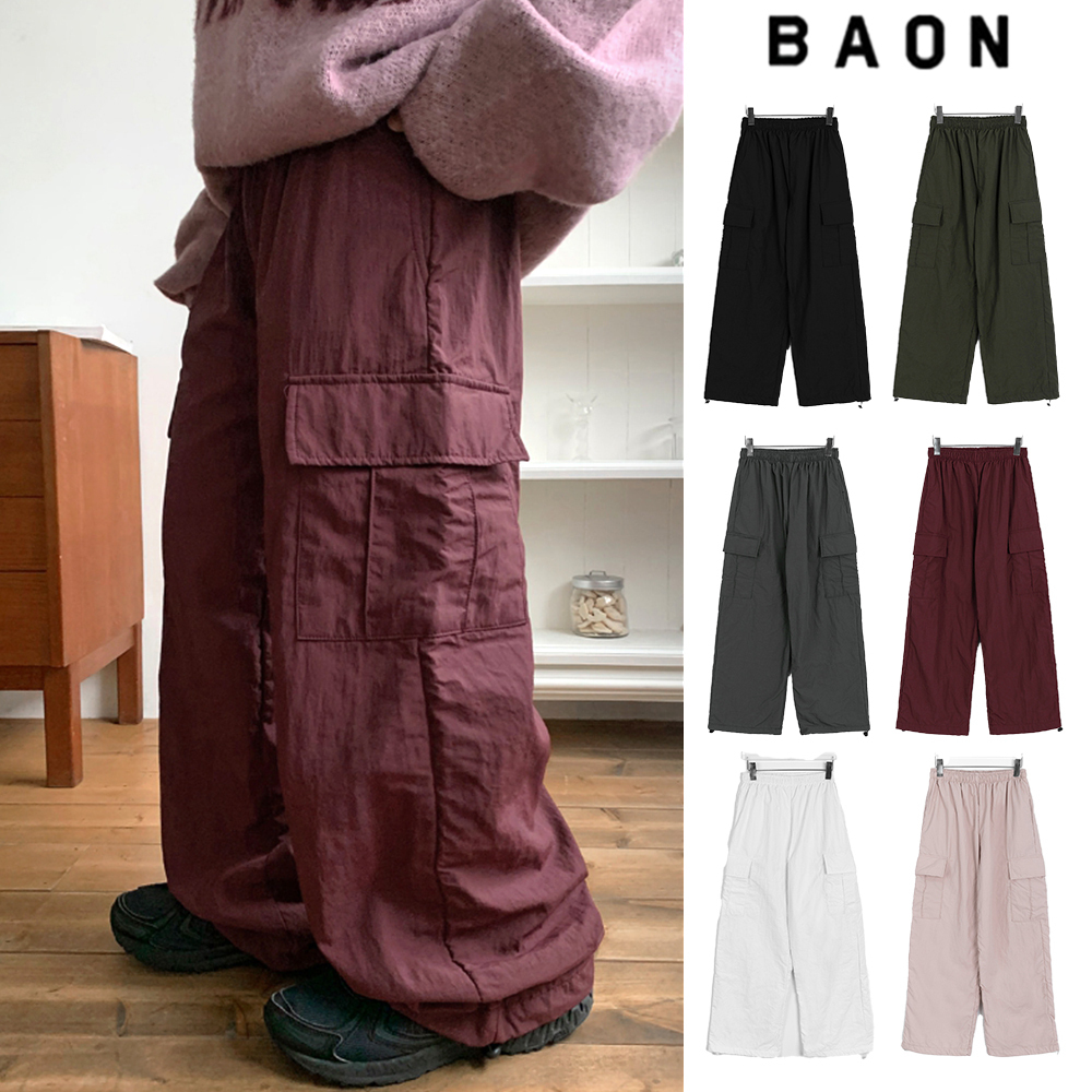 【BAON】[unisex] Dihen banding string brushed wind cargo PT