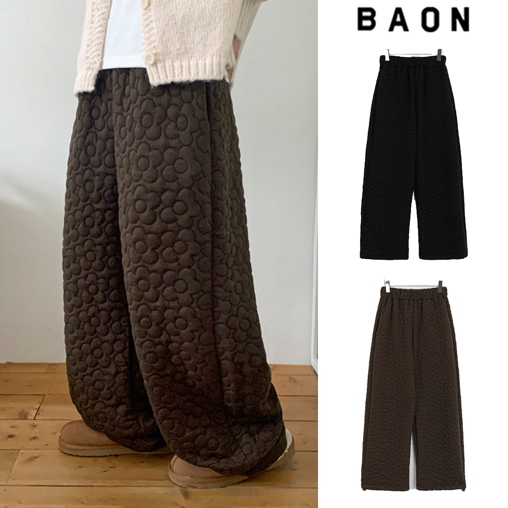 【BAON】Kimoi banding string flower quilted jogger pants