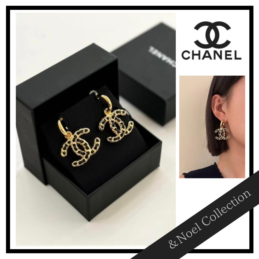 【揺れる♢レザーチェーンCCロゴ】CHANEL*ゴールド*ピアス